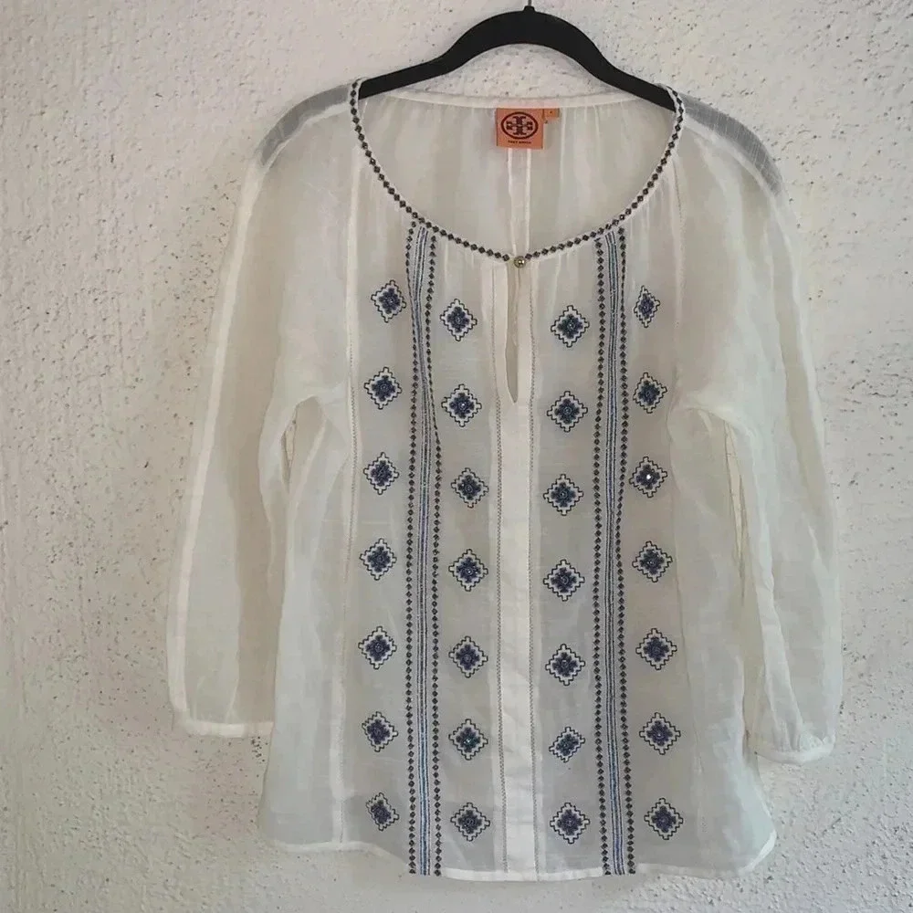Tory Burch Lucille Beaded Embroidered Size 2